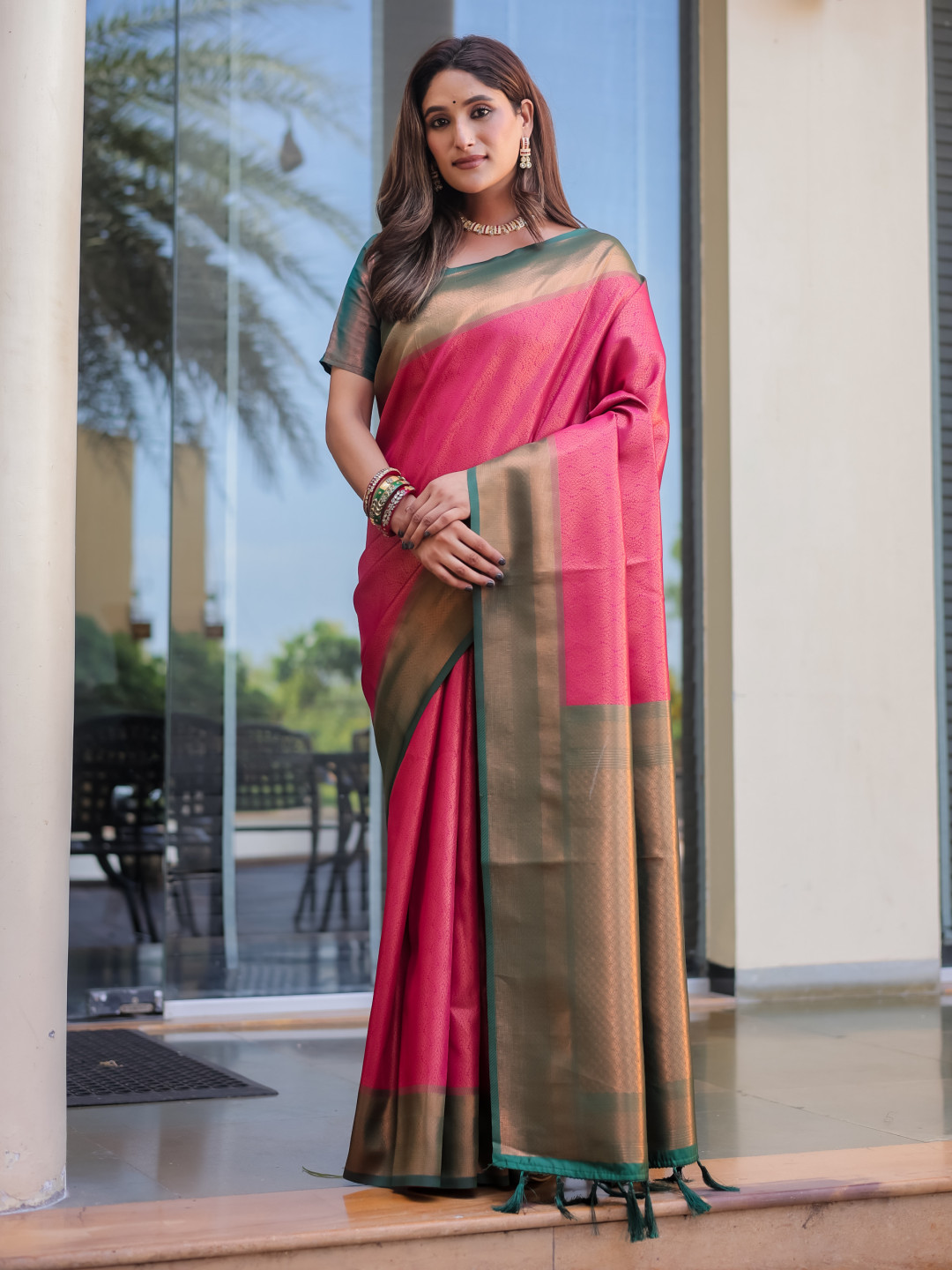 Kubera Pattu Saree x Copper Gold Zari - Mango