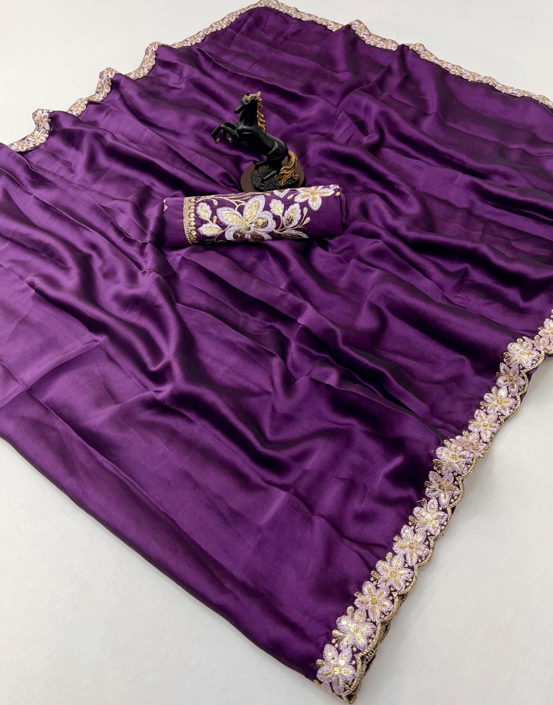Purple color soft rangoli silk saree with beautiful thread embroidery ...