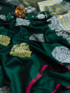 Green color lichi silk saree with zari weaving work