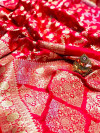 Pink color pure silk saree with zari work