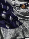 Navy blue color soft banarasi silk saree with zari weaving pallu