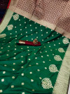 Green color soft banarasi silk saree with zari woven work