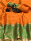 Kora muslin silk saree with rich pallu