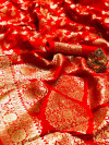 Red color pure silk saree with zari work