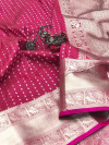 Magenta color banarasi silk saree with zari work