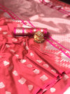 Soft lichi silk saree with zari weaving work