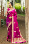 Wine color soft banarasi katan silk saree with zari weaving pallu