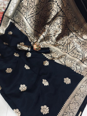 Soft banarasi cotton silk saree with zari weaving rich pallu