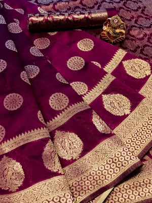 Soft banarasi silk saree with zari weaving rich pallu