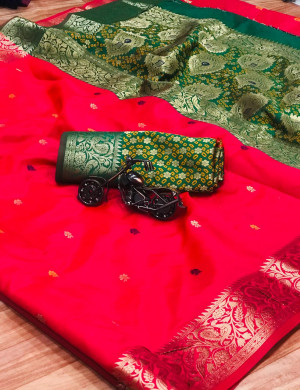 Soft banarasi silk saree with zari work