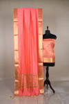 Pink color assam silk saree with zari weaving pallu