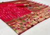 Pink color paithani silk saree with golden zari  weaving work