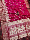 Rani pink color soft banarasi silk saree with zari weaving pallu