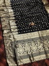 Black color soft banarasi silk saree with zari weaving pallu