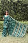 Green color pure bandhej silk saree zari weaving rich pallu