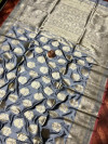Gray color soft banarasi silk saree with zari weaving work