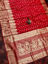 Red color soft banarasi silk saree with zari weaving pallu