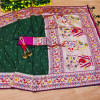 Bottle green color paithani silk saree with zari weaving work