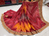 Red color dola silk saree with printed and sequence work