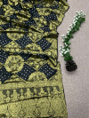 Black color pure hand bandhej silk saree with zari weaving work
