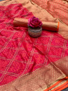 Rani pink color patola silk saree with golden zari weaving work