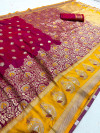 Magenta color  kanchipuram silk saree with zari weaving work