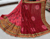 Gajari and red color dola silk saree with gota patti work
