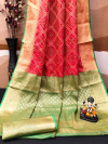 Red color patola silk saree with zari weaving work