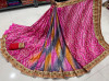 Rani pink color dola silk saree with printed and sequence work