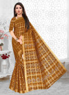Mustard yellow color cotton saree with patola printed work