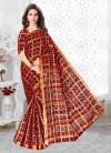 Maroon color cotton saree with patola printed work