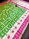 Green color patola silk saree with golden zari weaving work