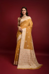 Mustad yellow color soft cotton saree with woven design