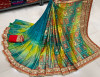 Firoji color dola silk saree with printed and sequence work