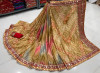 Beige color dola silk saree with printed and sequence work