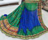Green and royal blue color dola silk saree with gota patti work