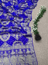 Royal blue color pure hand bandhej silk saree with zari weaving work