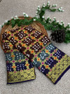 Maroon and purple color hand bandhej silk saree with zari weaving work