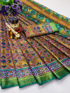 Multi color soft cotton saree with patola printed work