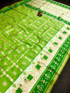 Parrot green color patola silk saree with golden zari weaving work
