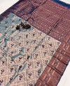 Sky blue color banarasi silk saree with zari weaving work
