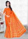 Orange color cotton saree with patola printed work