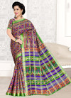 Multi color soft cotton saree with patola printed work