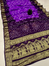 Magenta and purple color bandhej silk saree with zari weaving work