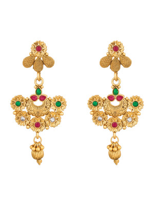 gold-plated necklace & earrings with mangtika jewellery set