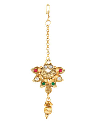 Gold-Plated Necklace & Earrings with Mangtika Jewellery Set