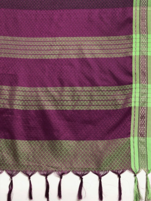 Magenta color cotton silk saree with zari woven work