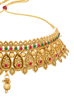 Gold-Plated Necklace & Earrings with Mangtika Jewellery
