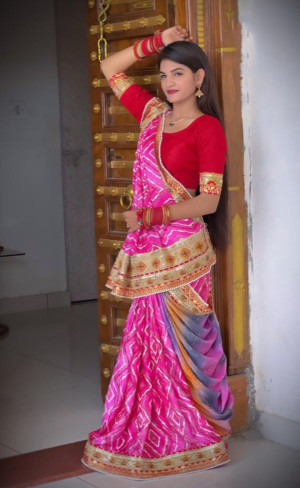 Rani pink color dola silk saree with printed and sequence work