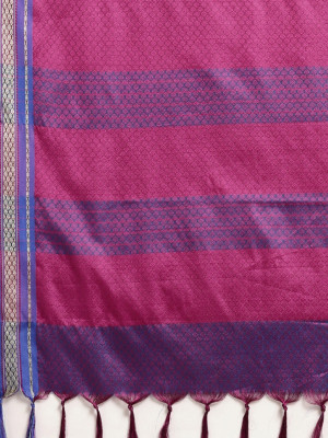 Light magenta color cotton silk saree with zari woven work